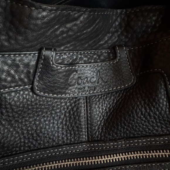 Coach Black Pebbled Leather Shoulder Tote Bag Silver Hardware - Picture 3 of 13